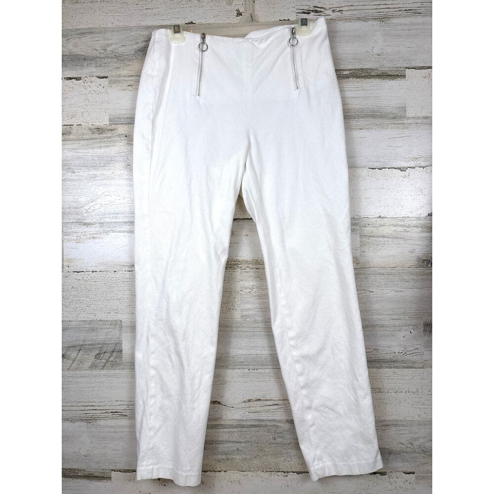 J McLaughlin Womens 6 White Double Zip Front Flat Front Ankle Pants Casual